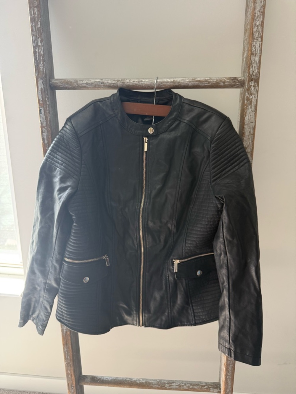 City Chic Quilted Faux-Leather Motorcycle Jacket